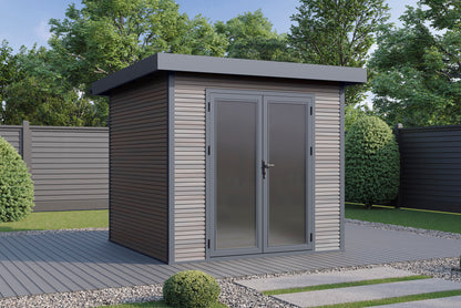 WPC-Gartenhaus / Gerätehaus Avela 2424 28 Anthrazit / Graubraun - Gartenhaus Herkommer