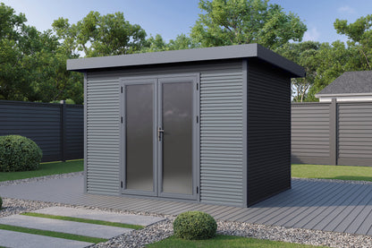 WPC-Gartenhaus / Gerätehaus Avela 3024 28 Anthrazit/Schiefergrau - Gartenhaus Herkommer