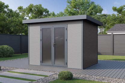 WPC-Gartenhaus / Gerätehaus Avela 3024 28 Anthrazit/Schiefergrau - Gartenhaus Herkommer