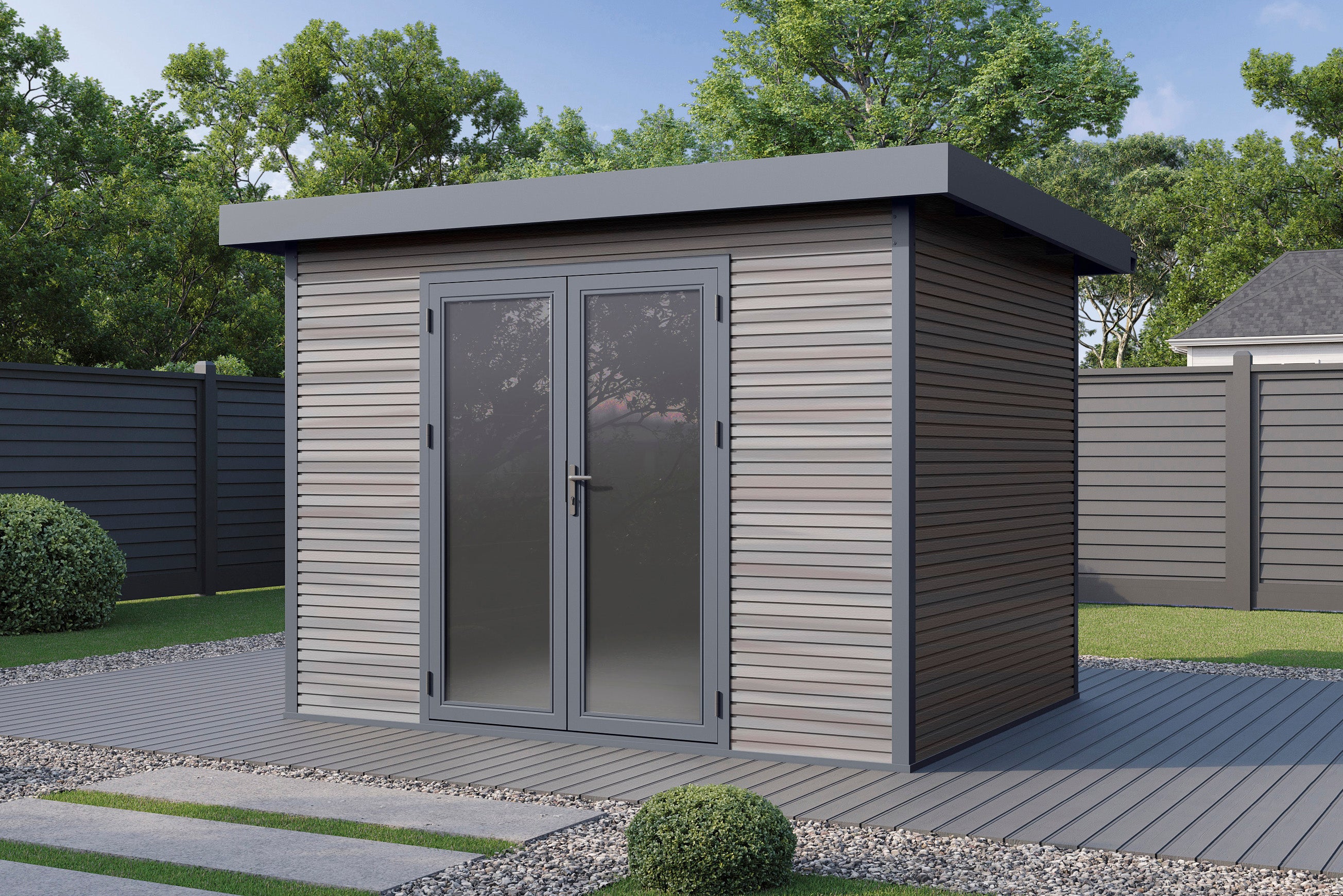 WPC-Gartenhaus / Gerätehaus Avela 3024 28 Anthrazit /Graubraun - Gartenhaus Herkommer