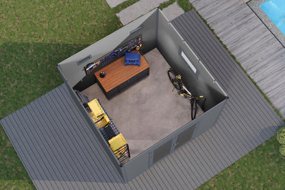 WPC-Gartenhaus / Gerätehaus Avela 3030 28 Anthrazit/Schiefergrau - Gartenhaus Herkommer