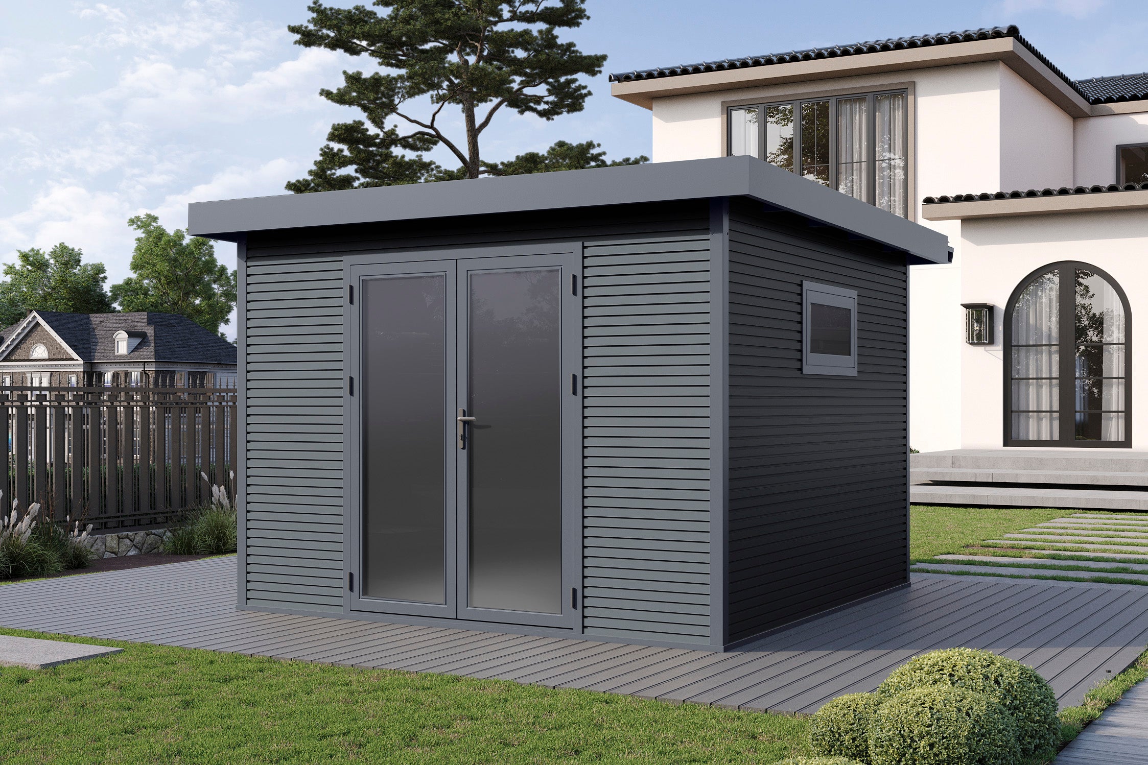 WPC-Gartenhaus / Gerätehaus Avela 3030 28 Anthrazit/Schiefergrau - Gartenhaus Herkommer