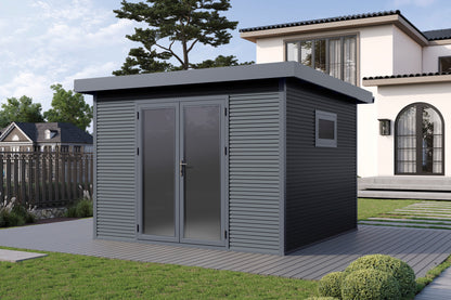 WPC-Gartenhaus / Gerätehaus Avela 3030 28 Anthrazit/Schiefergrau - Gartenhaus Herkommer