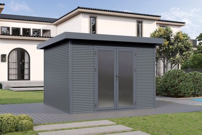 WPC-Gartenhaus / Gerätehaus Avela 3030 28 Anthrazit/Schiefergrau - Gartenhaus Herkommer