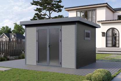 WPC-Gartenhaus / Gerätehaus Avela 3030 28 Anthrazit/Schiefergrau - Gartenhaus Herkommer