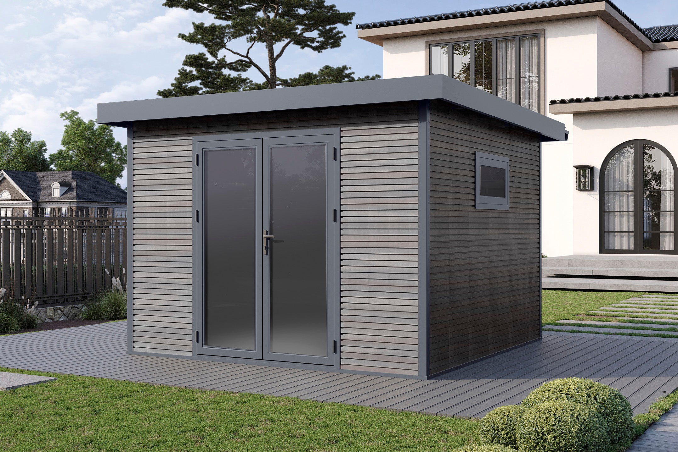 WPC-Gartenhaus / Gerätehaus Avela 3030 28 Anthrazit/Graubraun - Gartenhaus Herkommer