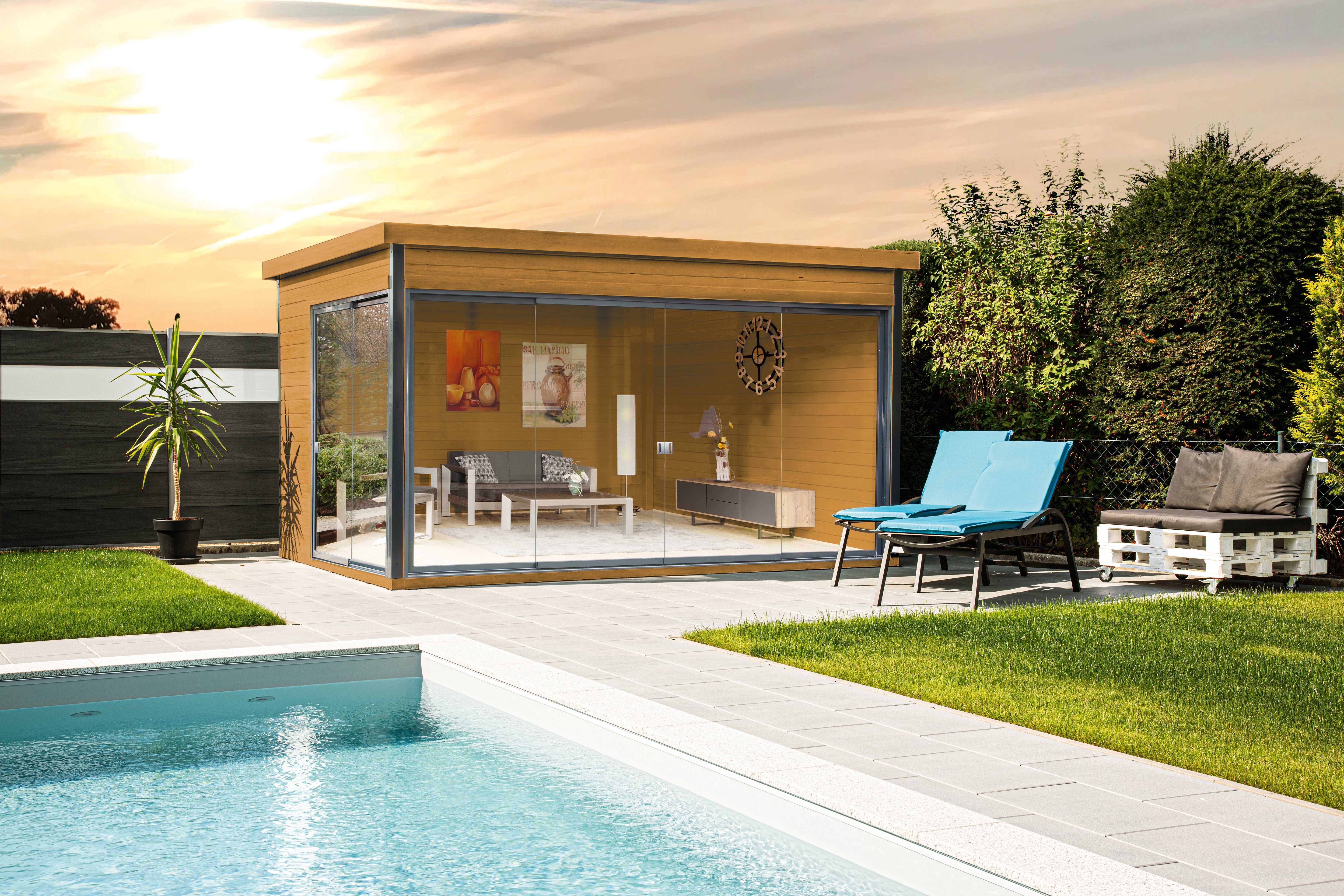 Holz-Gartenhaus Starla mit Premium-Schiebetür