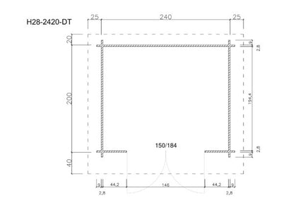 Holz-Gartenhaus / Gerätehaus H28-2420-DT