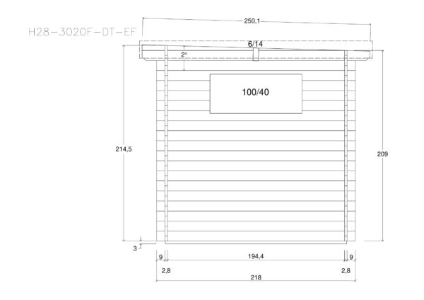 Holz-Gartenhaus / Gerätehaus H28-3020F-DT-EF