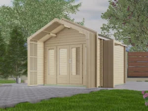 Holz-Gartenhaus Bestseller H28-3030-DT-2FT-EF