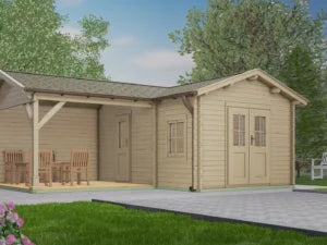 Holz-Gartenhaus H28-3046+300FS-DT-ET-EF