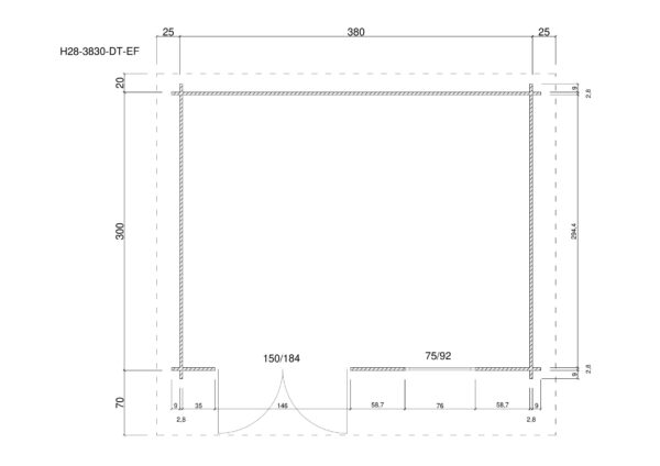 Holz-Gartenhaus / Gerätehaus H28-3830-DT-EF