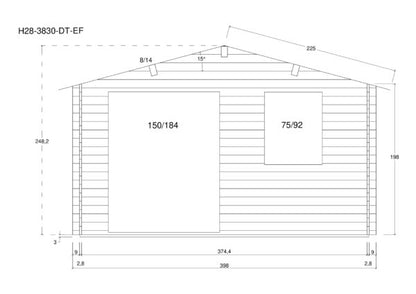 Holz-Gartenhaus / Gerätehaus H28-3830-DT-EF