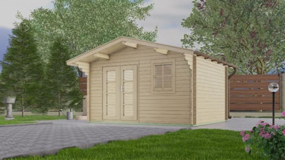 Holz-Gartenhaus / Gerätehaus H28-3830-DT-EF