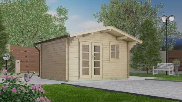 Holz-Gartenhaus / Gerätehaus H28-3830-DT-EF