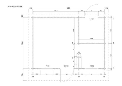 Holz-Gartenhaus / Gerätehaus H28-4230-ET-EF