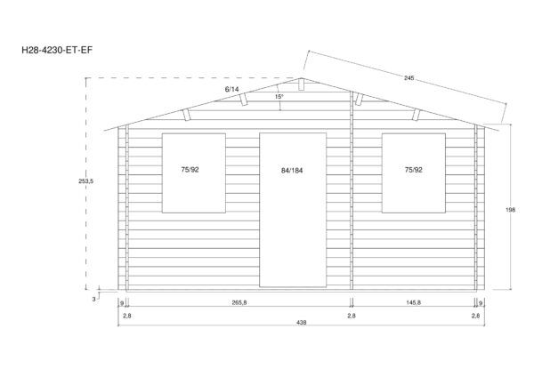 Holz-Gartenhaus / Gerätehaus H28-4230-ET-EF