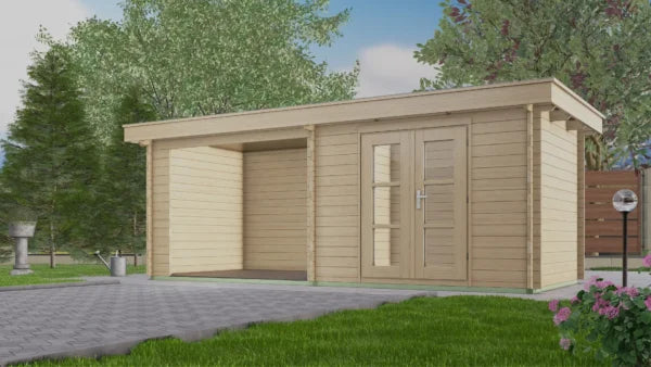 Holz-Gartenhaus / Gerätehaus H45-3024F-DT-EF + SD