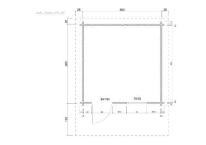 Holz-Gartenhaus / Gerätehaus H28-3020-ET-EF
