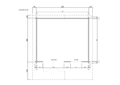 Holz-Gartenhaus / Gerätehaus H45-3630-DT-EF