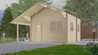 Holz-Gartenhaus / Gerätehaus H45PLUS-3842-2ET-DF-EF