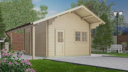 Holz-Gartenhaus / Gerätehaus H45PLUS-3842-2ET-DF-EF