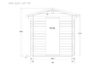 Holz-Gartensauna H58-2231-2ET-FF