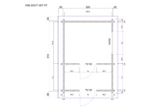 Holz-Gartensauna H58-2231F-2ET-FF