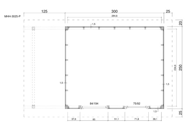Holz-Gartenhaus / Gerätehaus MHH-3025-P