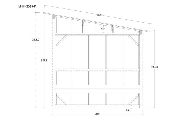 Holz-Gartenhaus / Gerätehaus MHH-3025-P