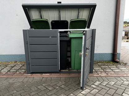 Metall-Mülltonnenbox MAFAL mit gefedertem Klappdeckel