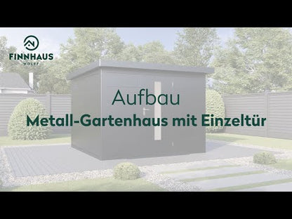 Metall-Gartenhaus / Gerätehaus Thorin 4724 Anthrazit mit Terrasse
